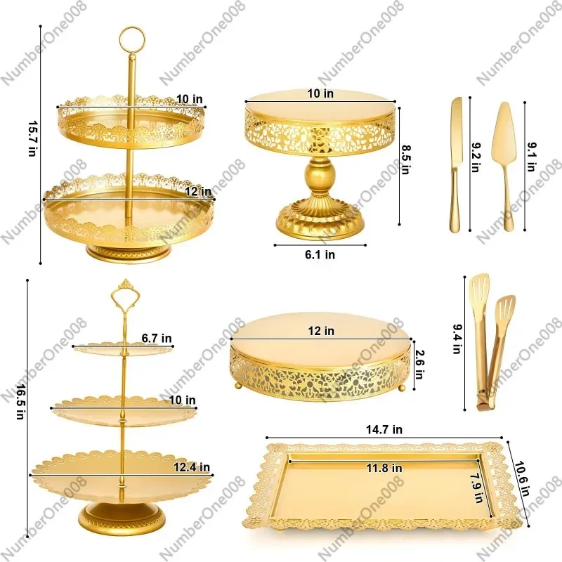 

European Creative Gold Hollow Cake Stand Combination Dessert Table Decoration for Wedding Party Bakery Pastry Display Rack