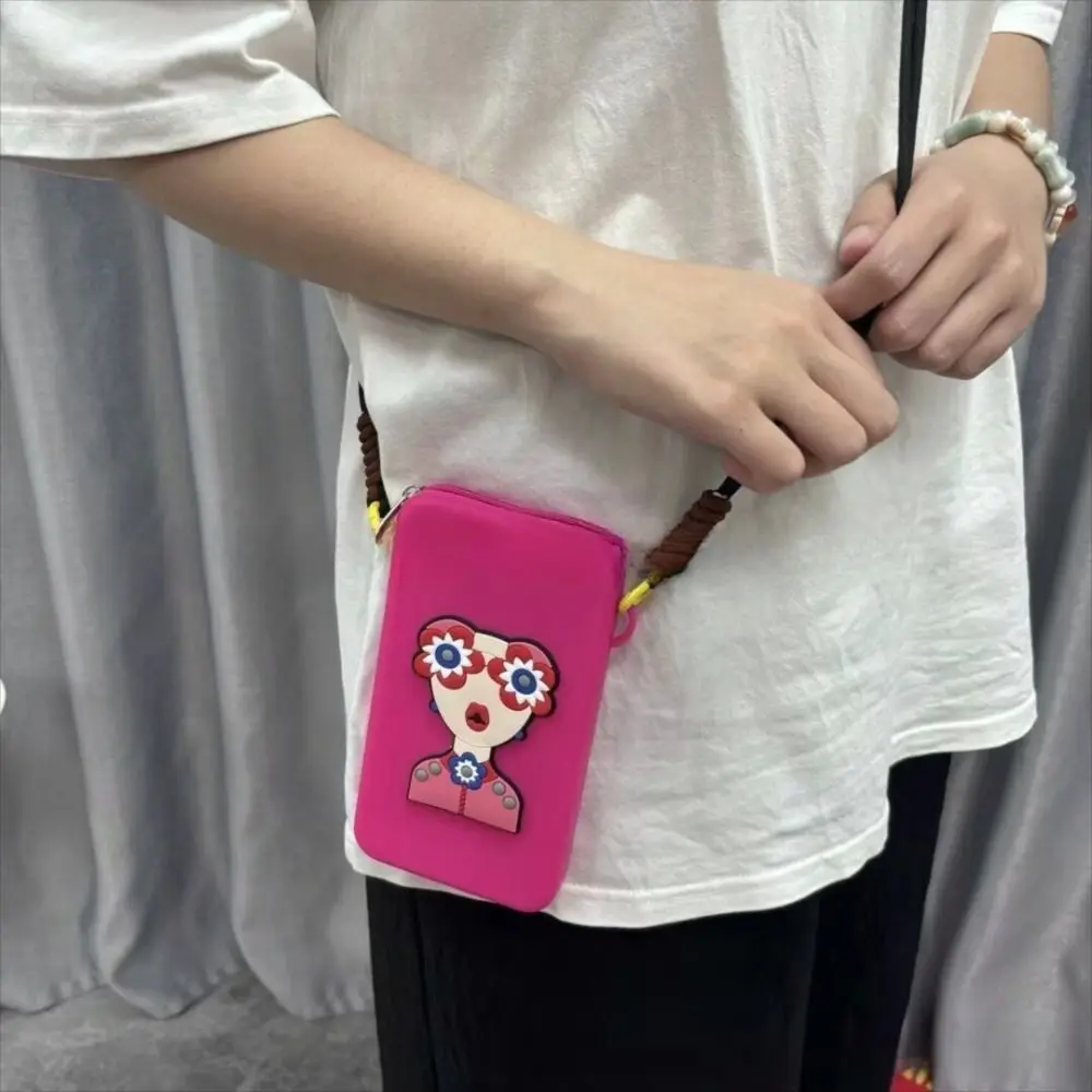 

Anti-lost Hanging Neck Phone Bag Cartoon Adjustable Modern Lady Storage Bag Simple Lightweight Zipper Soft Shoulder Case Women