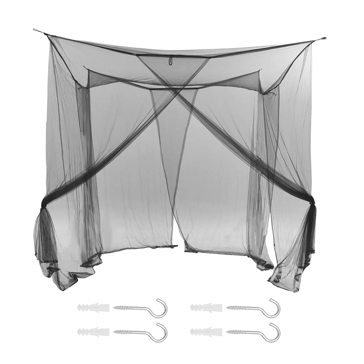 

4-Corner Bed Netting Canopy Mosquito Net for Queen/ Sized Bed 190*210*240cm (Black)