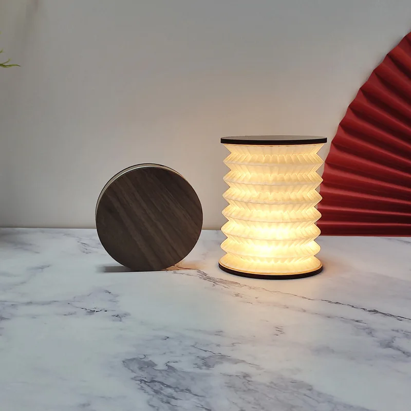 Creative Wooden Folding Atmosphere Small Lantern Night Light Decoration Room Desktop Decoration LED Light