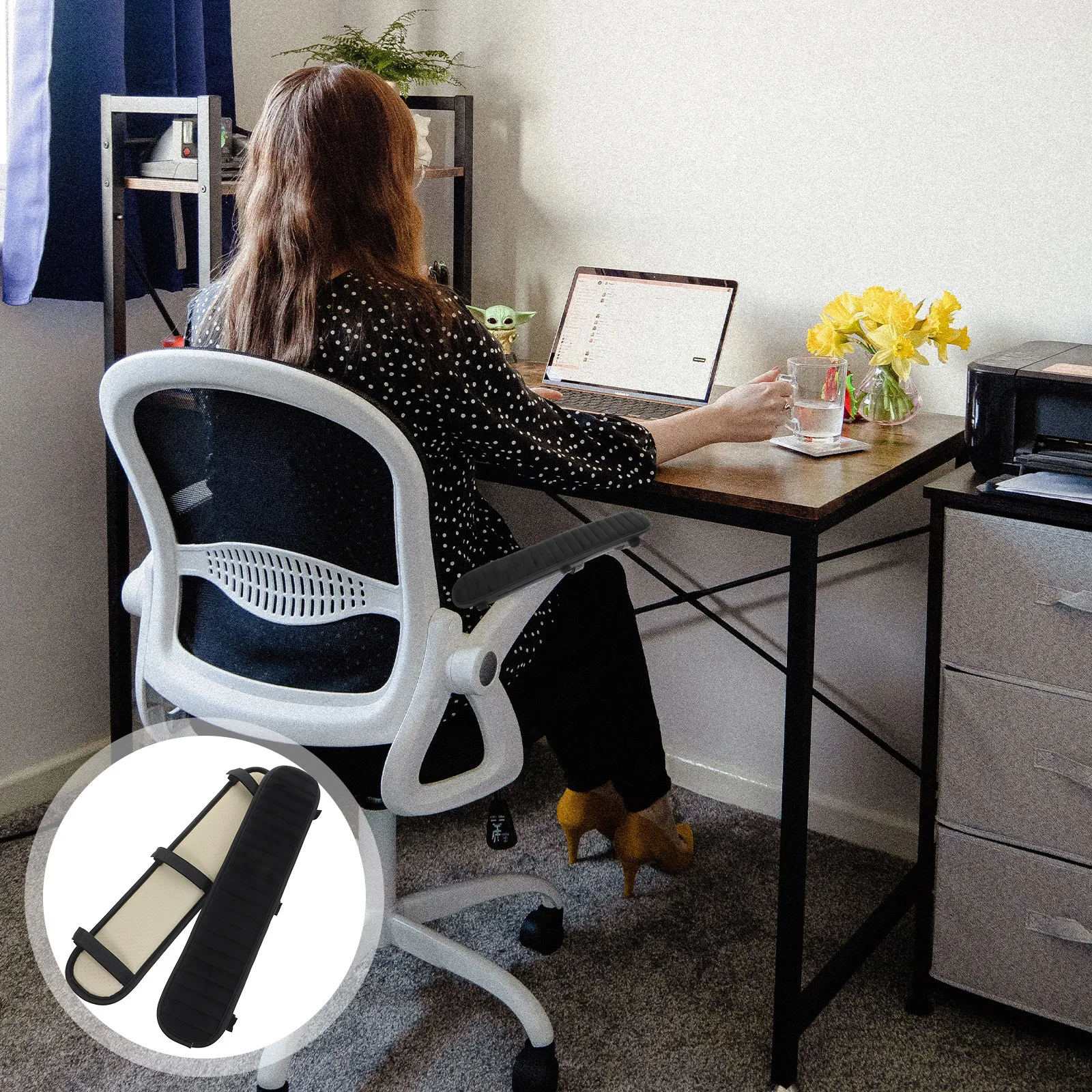 1 Pair Chair Arm Covers Soft Handle Sleeve Office Chair Armrest Pads Cushion Anti Slip Cushion Covers Arm Rest Cover
