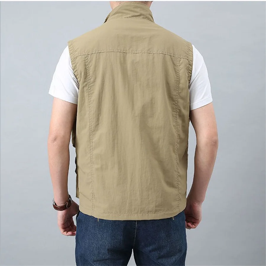 Spring Men's Multi-Pocket Vest Casual Sleeveless Jacket Men Hiking Fishing Photography Cargo Tool Waistcoat Workwear 5XL 6XL