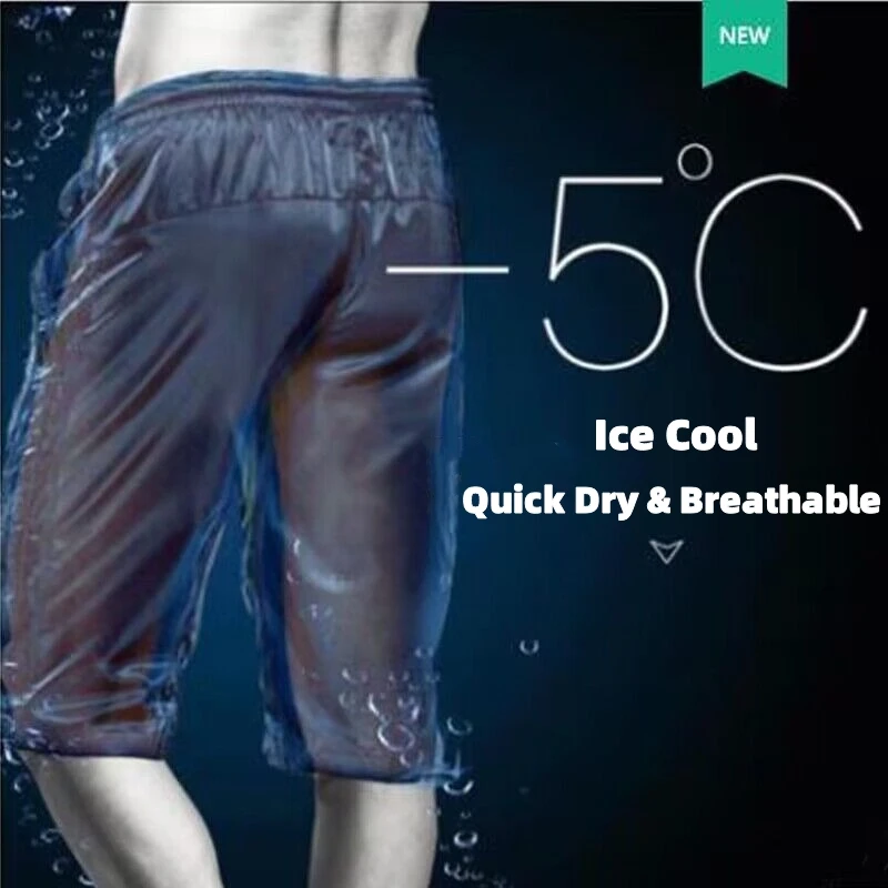 

Быстросохнущие брюки с девятью точками, мужские повседневные шорты, узкие дышащие облегающие брюки, молодежная спортивная одежда на открытом воздухе, летние крутые брюки со льдом
