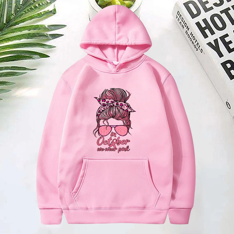 

Fashion Hoodie Ladies Sweater Harajuku Breast Cancer Print Hoodie Personality Hoodie Streetwear