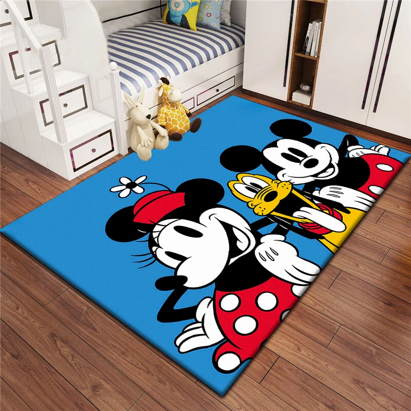 Alfombra con estampado HD de dibujos animados de Minnie y Mickey Mouse para sala de estar, decoración del hogar, sofá, mesa, silla antideslizante,