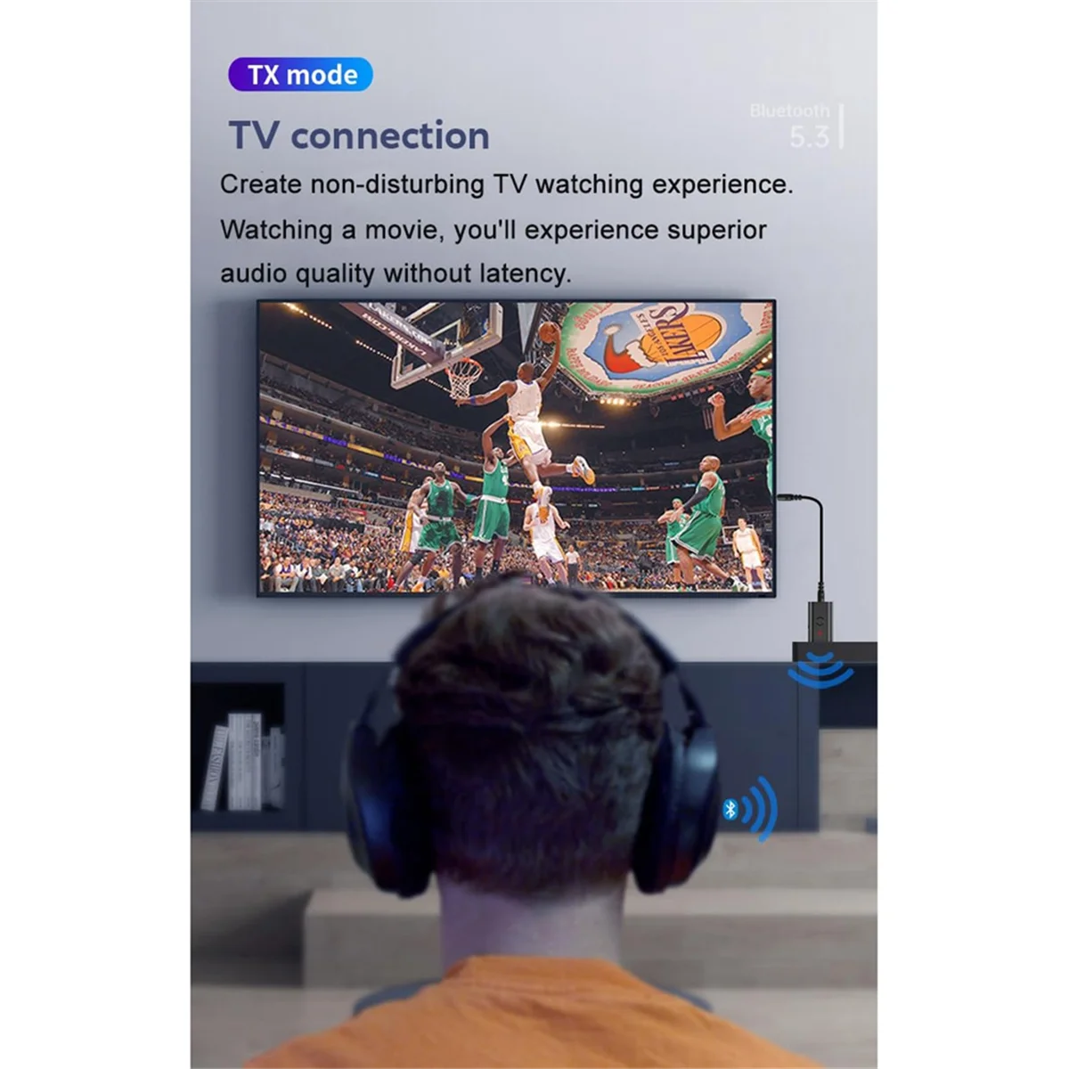 블루투스 5.3 송신기 리시버, Aux 무선 USB 어댑터, 마이크 내장, 음악 스트리밍, 핸즈프리 통화, 3.5mm