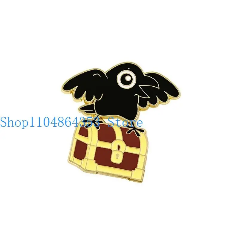 652F Stylish Crow Lapel Pin Distinctive Contrast for Performers and Collectors