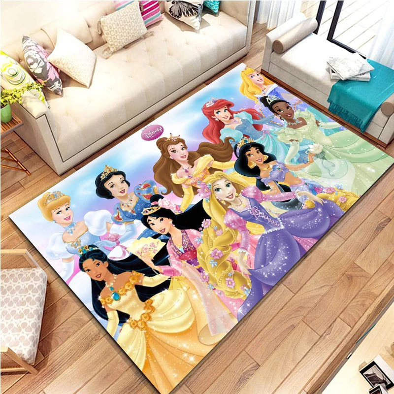 Tapis de grande surface à motif de princesse Disney, tapis pour la maison, le salon, la chambre à coucher, le canapé, la décoration des portes, les