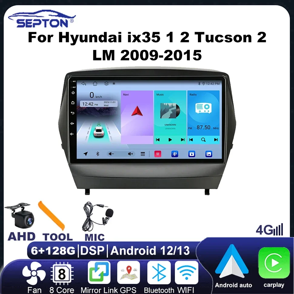 SEPTON Car Radio Carpaly for Hyundai Ix35 1 2 Tucson 2 LM 2009-2015 Multimedia Player WIFI BT IPS Car Audio System in House