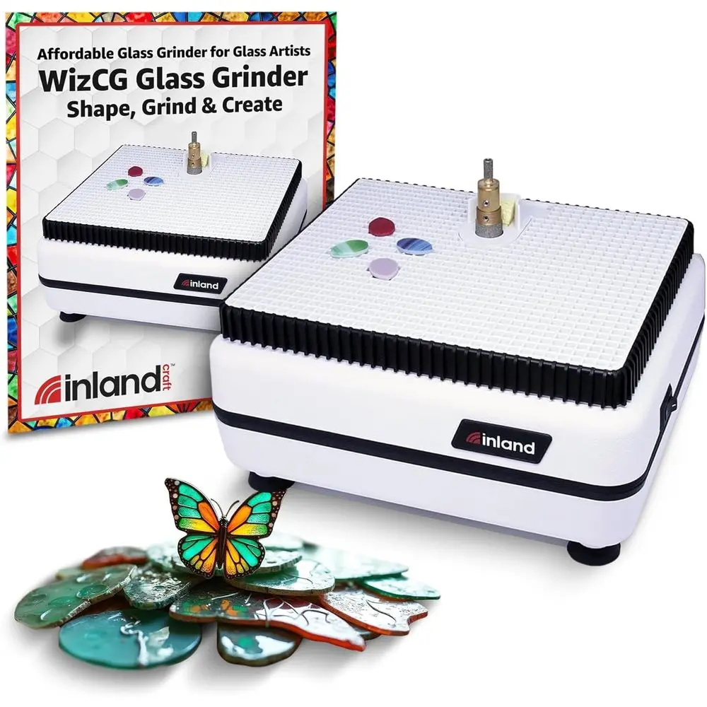 

Precision Glass Grinder for Shaping, Drilling, and Stained Glass Crafting, Diamond Bit Included, 115V, White & Red
