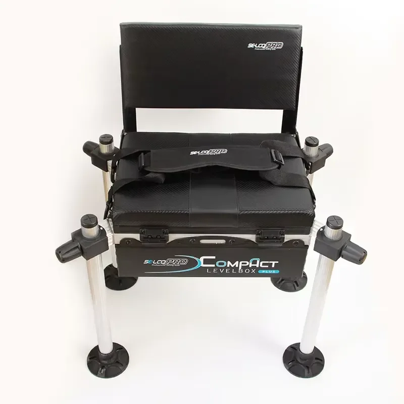 for Black Fishing Tackle Box Foldable Portable Adjustable Height Lure Seat Tool Box with Backrest