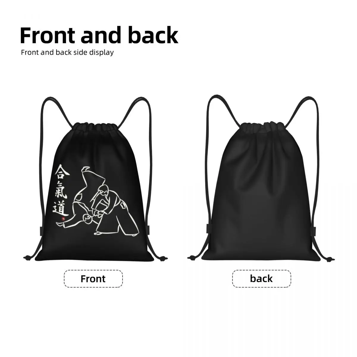 Custom Aikido Throw Drawstring Backpack Bags Women Men Lightweight Japanese Martial Art Gym Sports Sackpack Sacks for Shopping