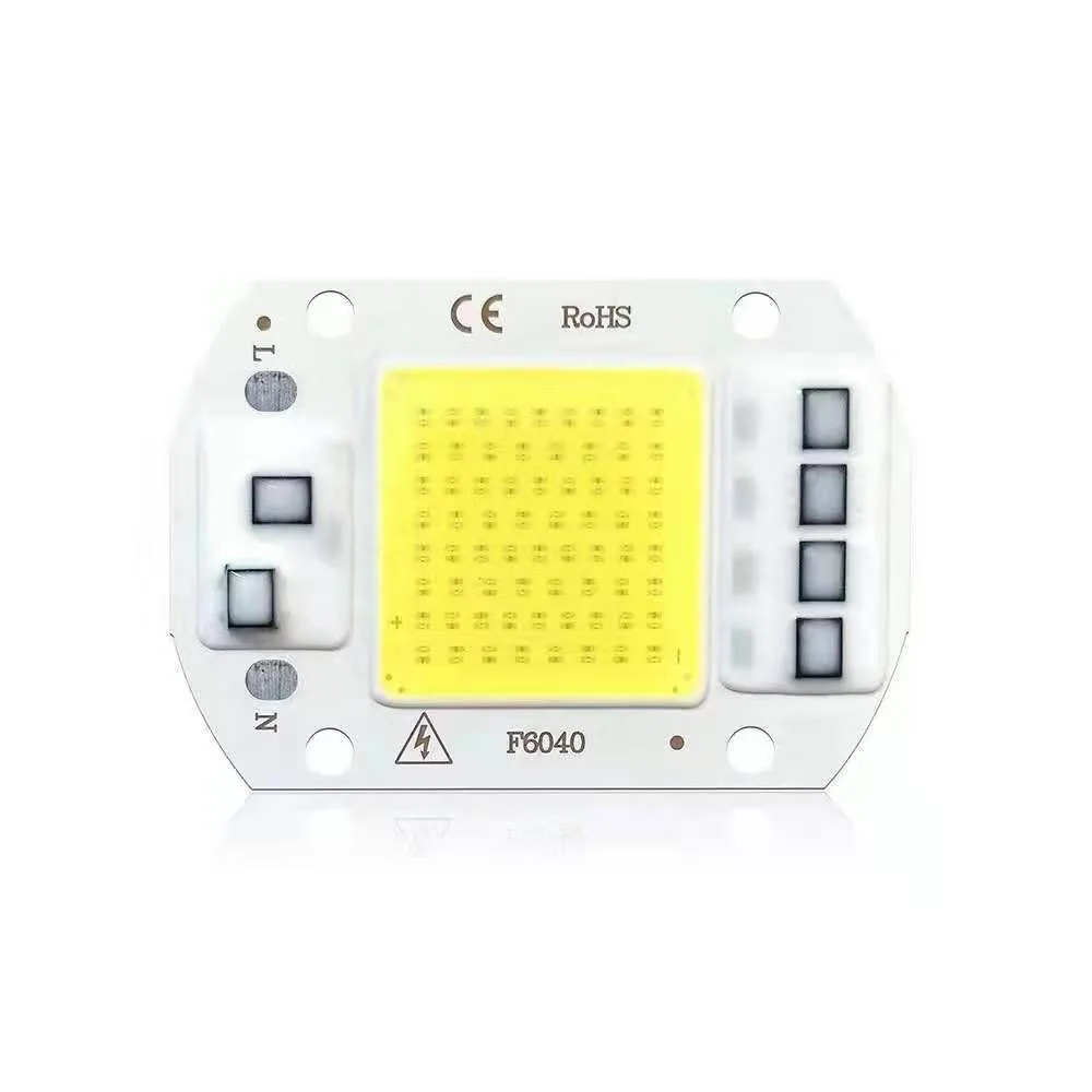 Chip de lámpara LED COB de alta potencia, 1-20 piezas, 50W, CA 220V, rojo, azul, verde, IC inteligente, apto para bricolaje, controlador integrado,