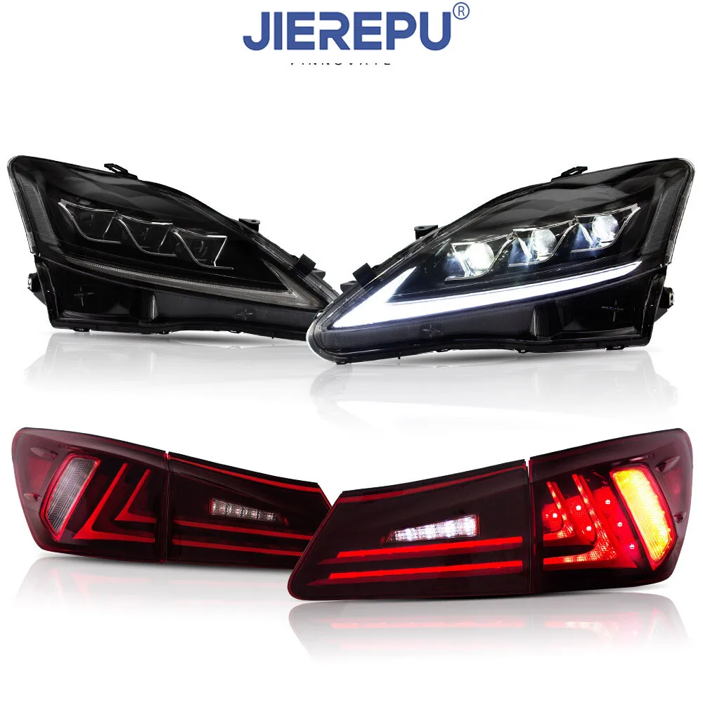 

1Pair Turn Signal Pair Clear LED Headlights+Red Tail Light For Lexus IS250 350 ISF 2006-2013