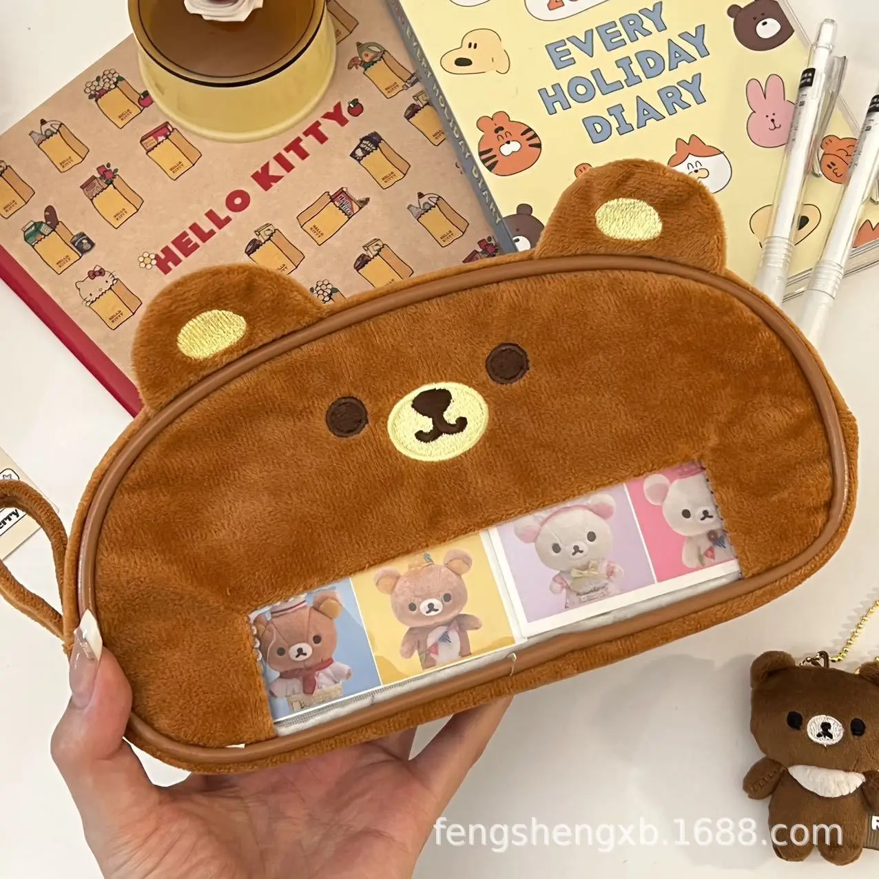 

Rilakkuma Pencil Case Kawaii Relaxed Bear Girls School Stationery Bags Women Travel Storage Organization Makeup Pouch Kids Gift