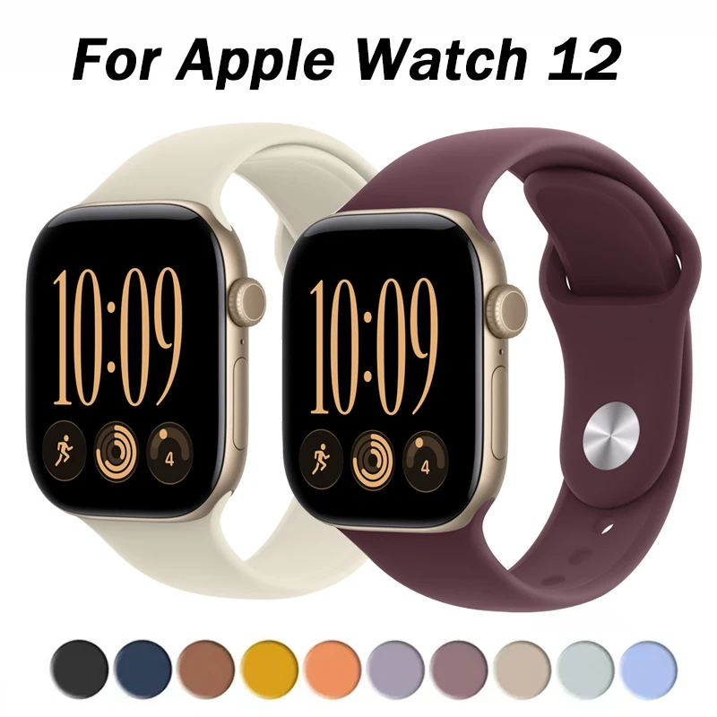 Silikonarmband für Apple Watch, 46 mm, 44 mm, 45 mm, 49 mm, 41 mm, 40 mm, 42 mm, 46 mm, Sportarmband, iWatch Series 11, 12, 10, SE, 9, 8, 7, 6, 5.