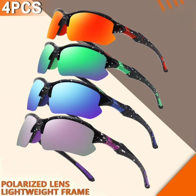 4 قطع، مجموعة نظارات شمسية عصرية للرجال، مجموعة خصم، مناسبة للحفلات واللعب والسفر #5