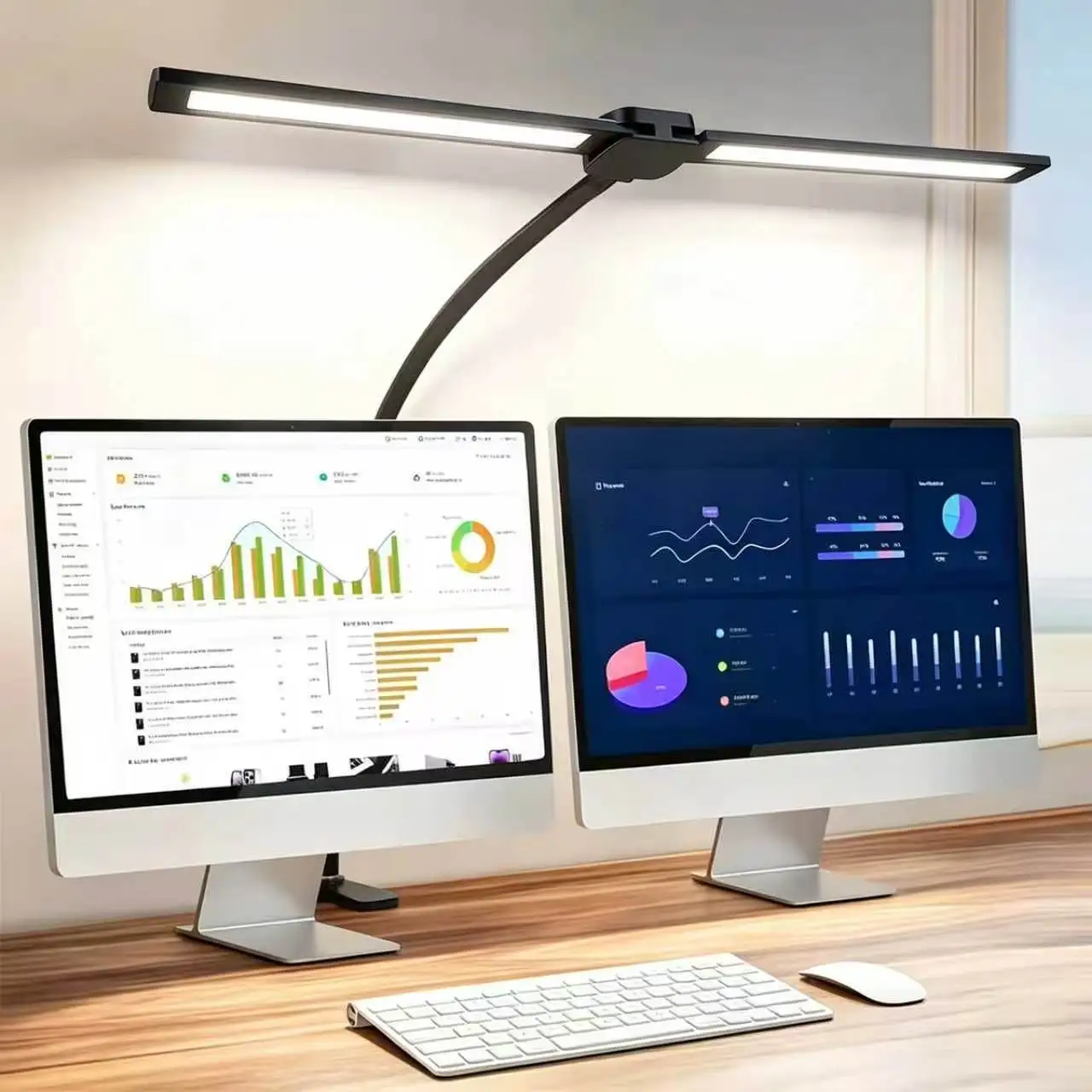 Double Head Clip-on LED Desk Lamp 3 Modes Brightness Adjustable USB Adapter Suitable for Reading Studying Piano Monitors Office