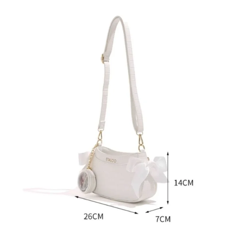 2024 New PU Leather Women\'s Crossbody Bags Female High-Capacity Small Shoulder Bags Simple Bow Tie Ladies Handbags White Black