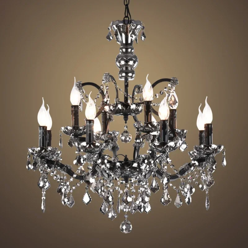 

Хрустальная люстра на 12 ламп в американском стиле для гостиной, креативный винтажный атмосферный светильник для столовой, виллы, фойе
