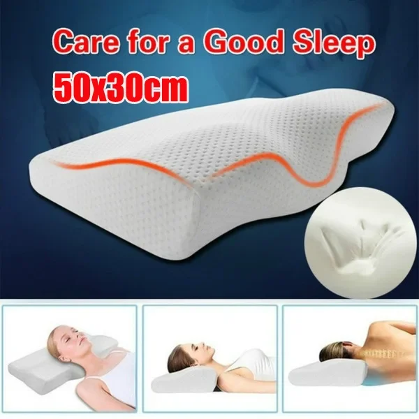 Slow Rebound Memory Foam Pillow for Neck Pain Cervical Contour Pillow Anti Snore Side Sleepers Pillows with Washable Pillow Case