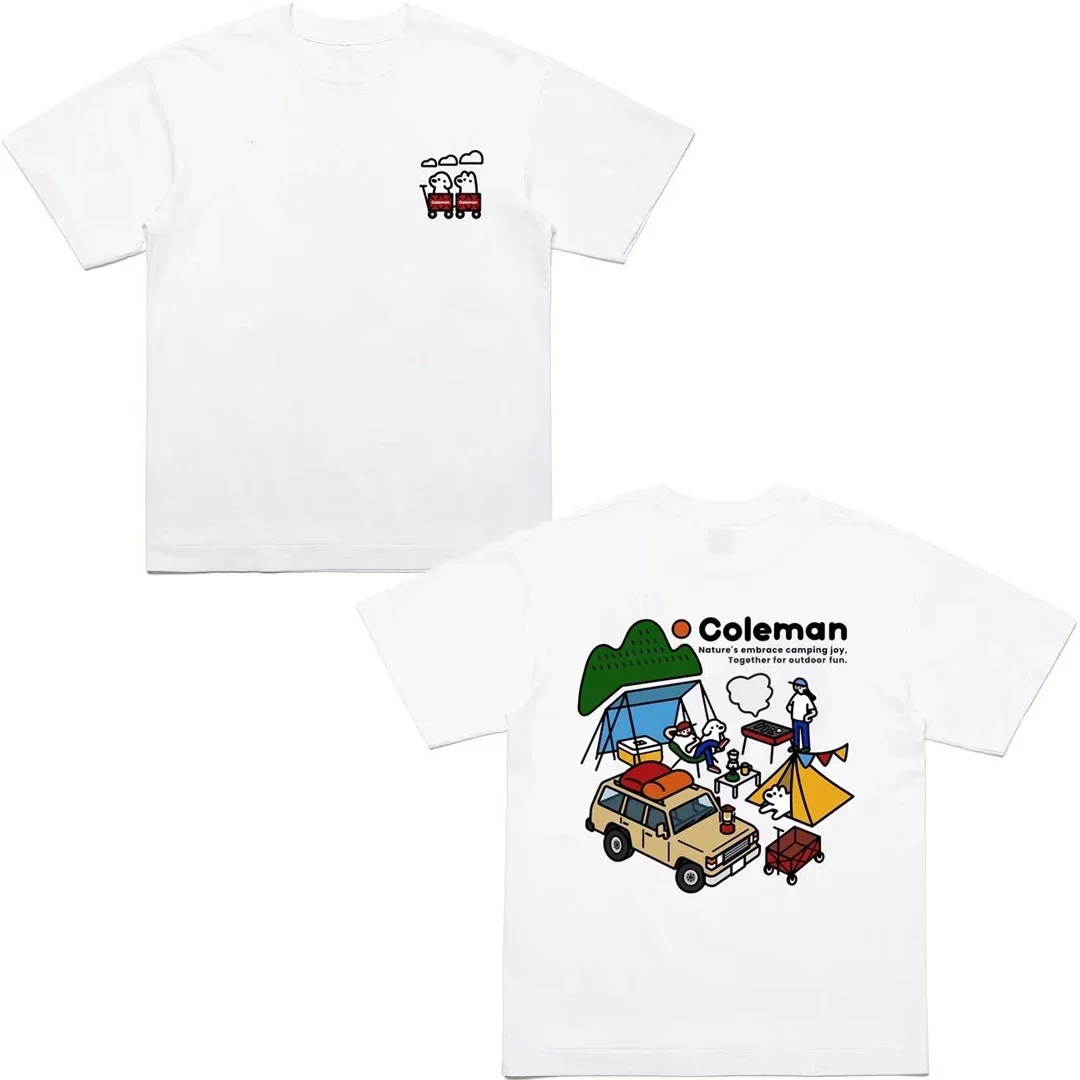 

2025 New Summer Trend Campers Print Graphic Loose T-shirts for Men and Women Short-sleeved T-shirts High-quality Men's Clothing