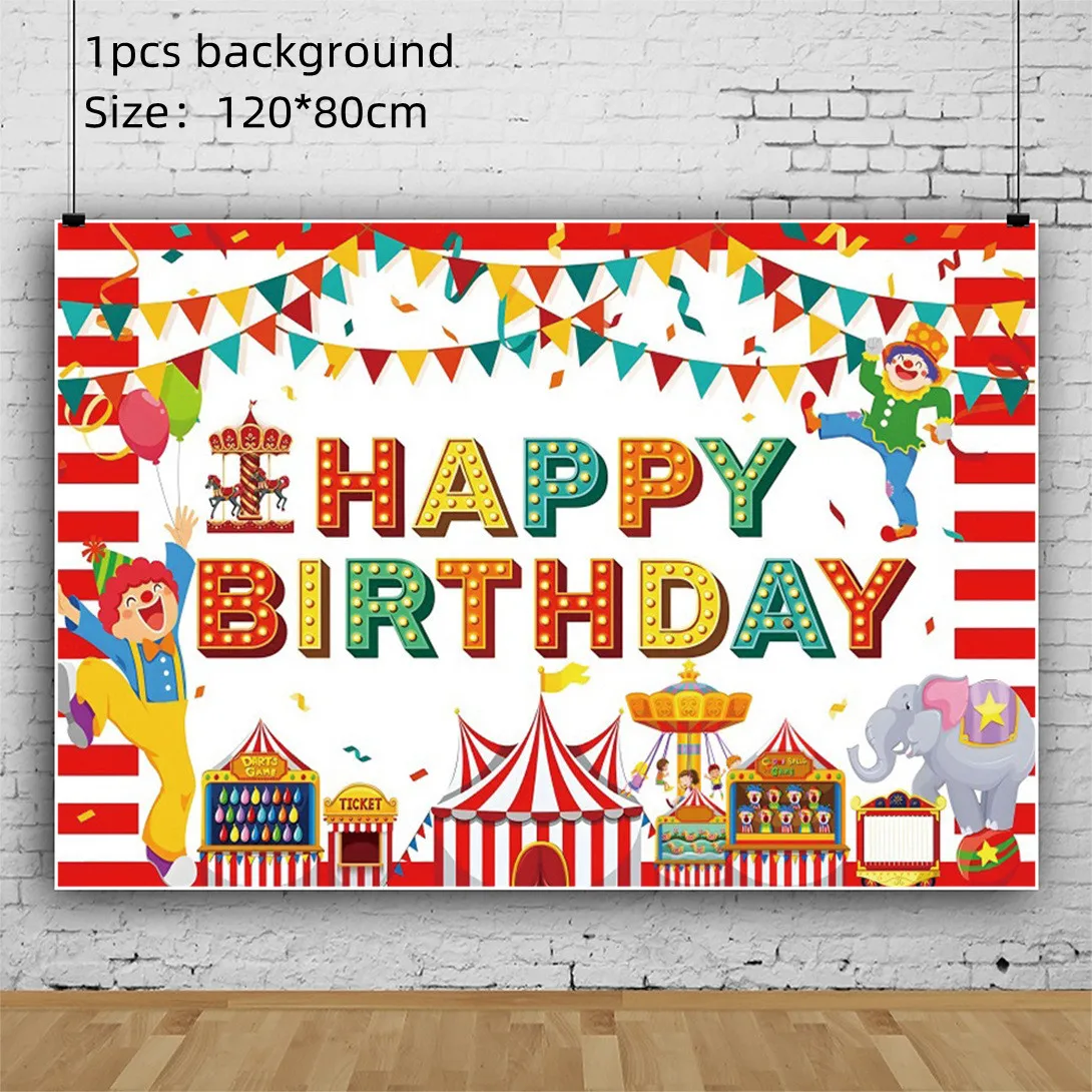 Circus Thema Clown Partei Liefert Kinder Geburtstag Dekoration Einweg Geschirr Papier Tasse Platte Serviette Ballon 1st Baby Dusche – Detail 6