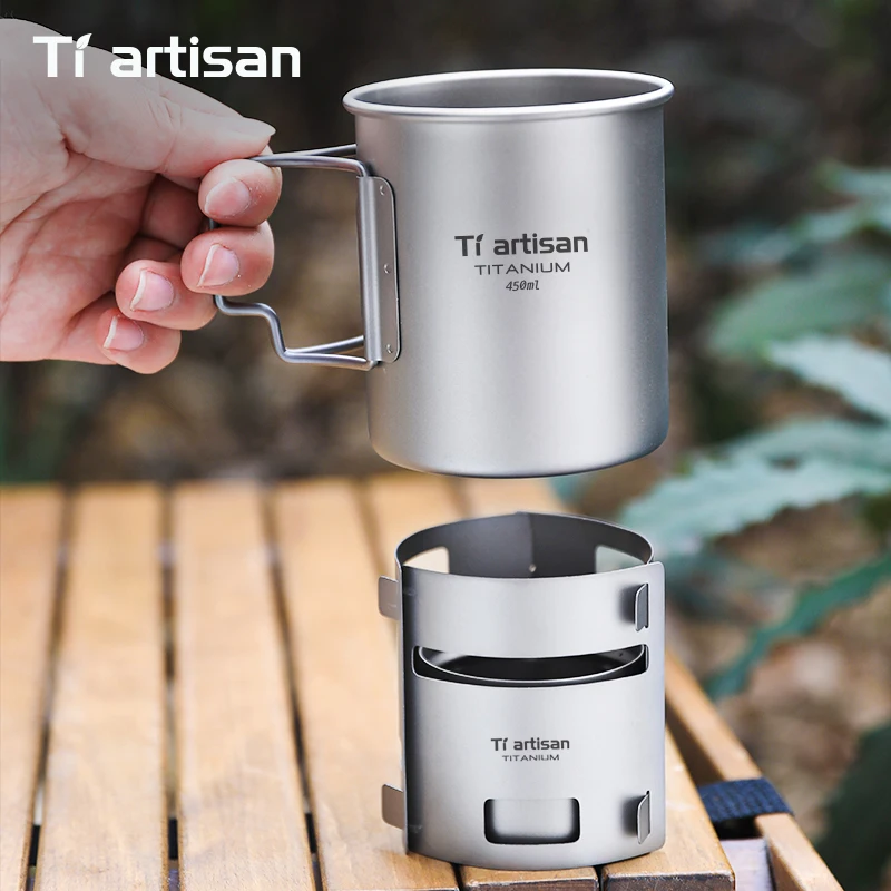 Tiartisan Titanium Wind Shield for Mini Alcohol Stove Outdoor Backpack Quick-Fold Portable Stove Windscreen With Storage Pouch view 4