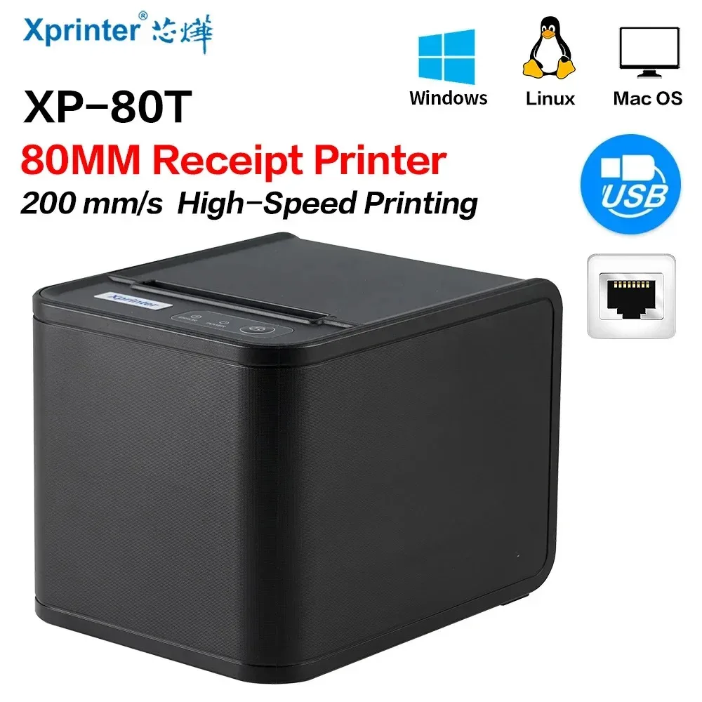 

Xprinter 80mm Thermal Receipt Printer POS Printer USB/USB+Lan Printer With Auto Cutter Kitchen Printer - With 1 roll Paper