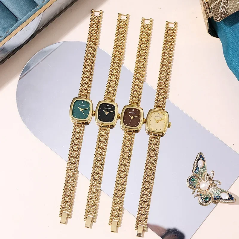 Mulheres Quartzo Bead Link Strap Relógios de pulso, Pulseira Relógios, Presentes Relógio, Alta Qualidade, Luxo, Senhoras