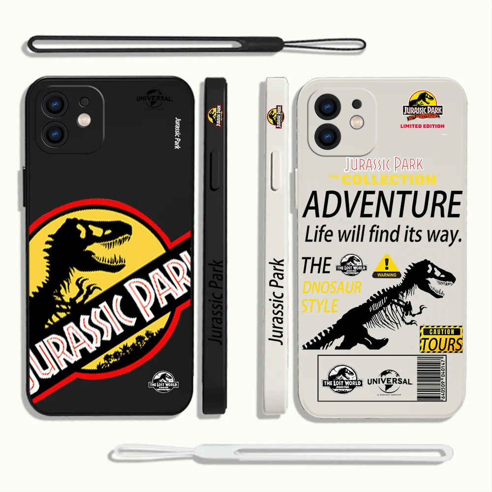 Coque Jurassic ParkS CapaS plate Phone Case For iPhone 15 14 13 12 11 Pro Max Mini X XR XS MAX SE20 8 7 Silicone with Hand Strap