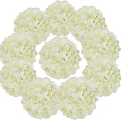 Cabezas de hortensia de seda con tallos, cabezas de flores artificiales para el hogar, boda, ducha nupcial, decoración de fiesta de cumpleaños, 5 paquetes de 54 unidades