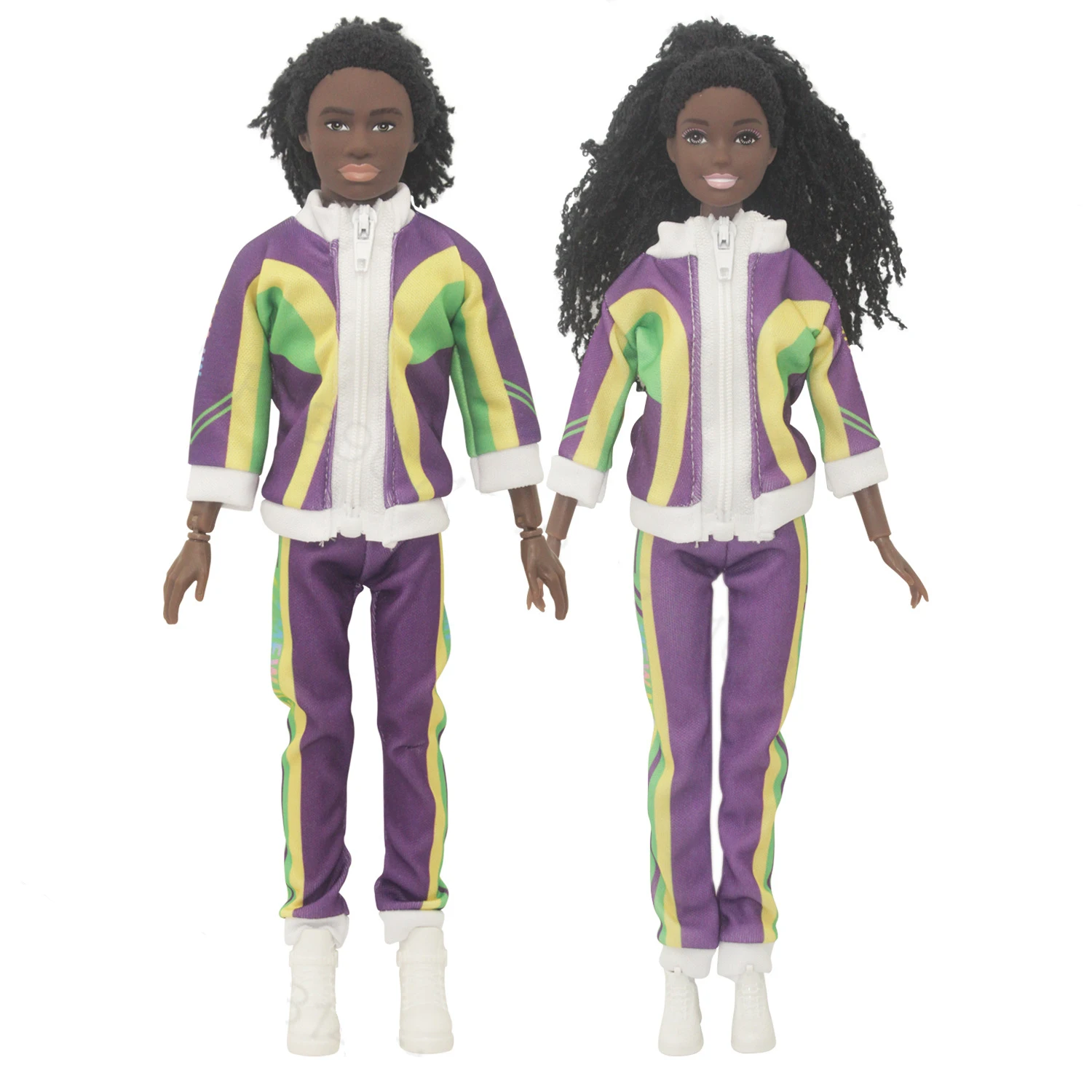 30cm Black African Couple Doll Joints Movable Chocolate Skin Dirty Braids 1/6 African Doll Sports Sets Kids Play House Toy Gifts