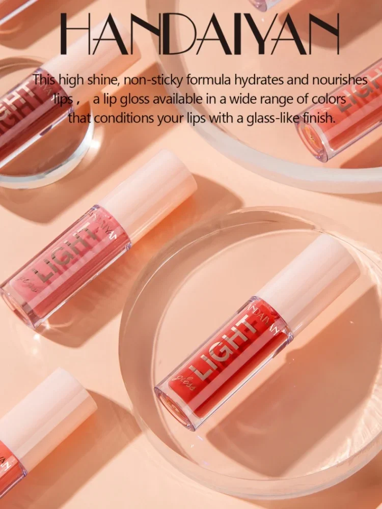 HANDAIYAN 12 컬러 모이스춰 라이징 진주 빛 미러 립 글레이즈 지속되는 끈적이지 않는 수화물 영양 립 리퀴드 하이 샤인 립 밤