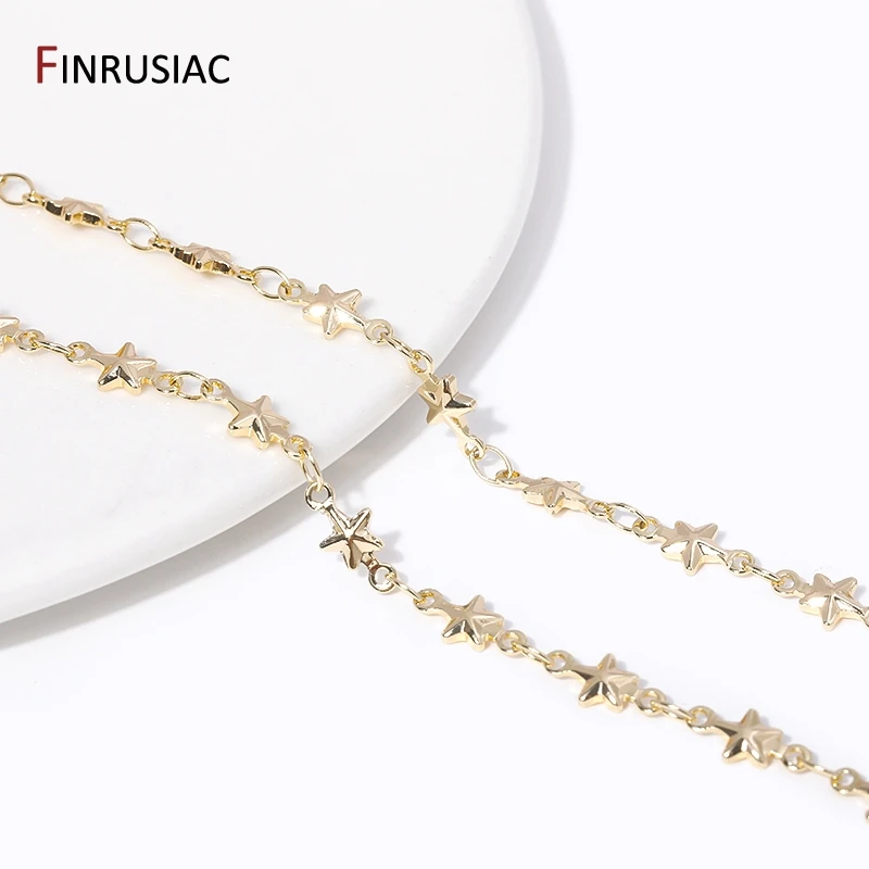 14K Gold Plated Shiny Star Jewelry Chains For Jewelry Making Supplies, High Quality Gold Chains For DIY Necklace Accessories
