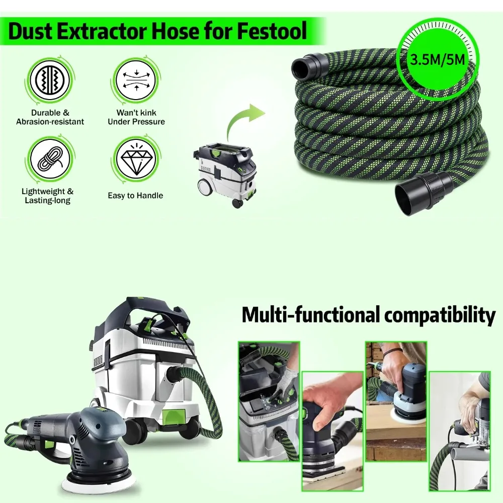 Vacuum Hose Anti-Static Premium Braided Dust Collection Hose Woodworking Workshops Suitable For Table Saws Circular Saws Sanders