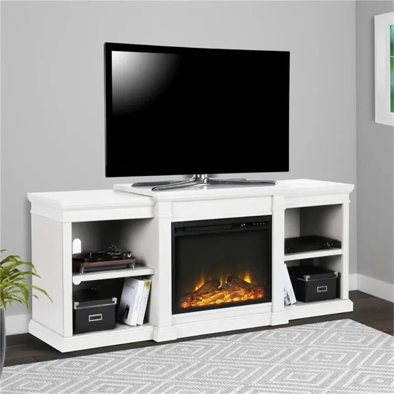 Ameriwood Home Manchester Fireplace TV Stand for TVs up to 70 Inch, Replaceable Electric Fireplace Insert Heater, Remote Control