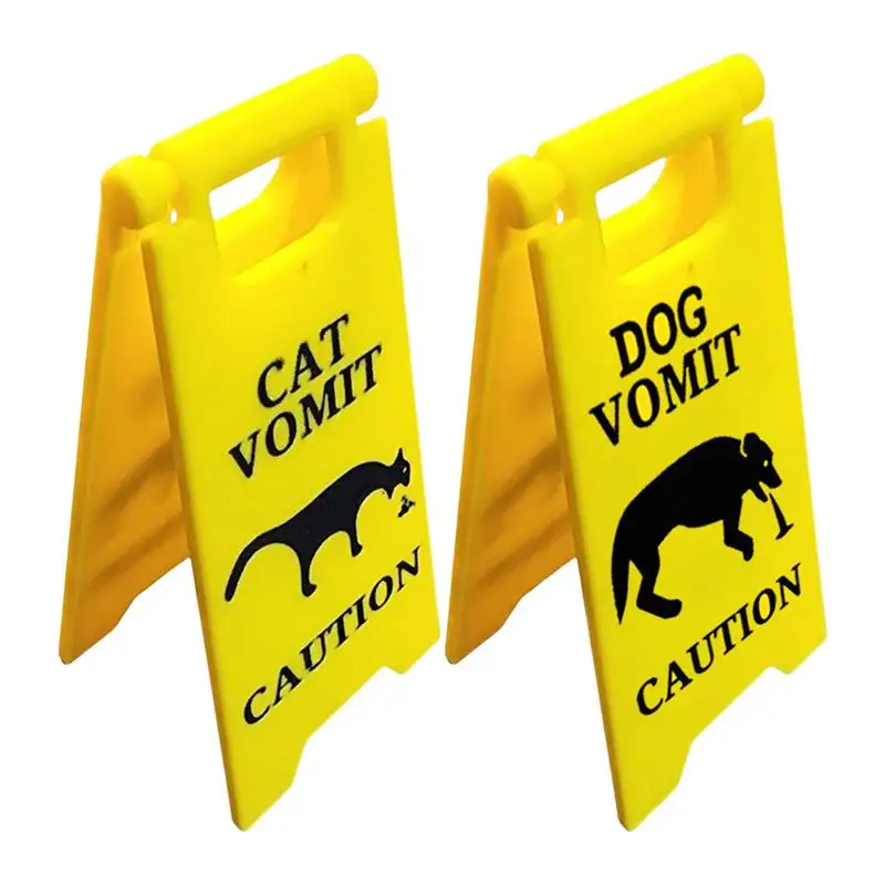 Cat Dog Vomit Sign Funny Cat Warning Sign Decoration Wet Floor Warning Sign for Safety for Bathroom Living Room Kitchen