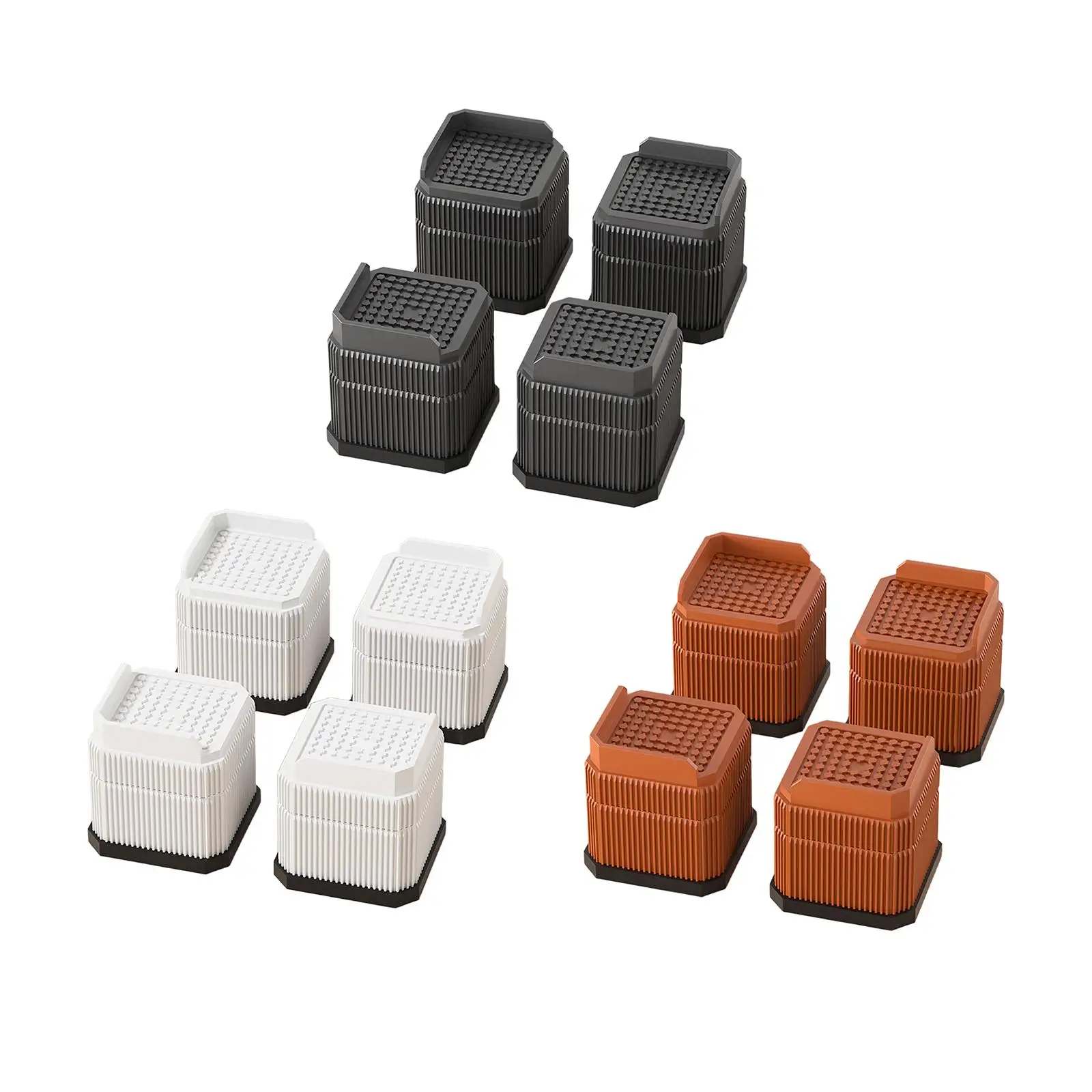 4x Bed Heavy Duty Bed Lifts Versatile Nonslip Shock Absorbing Chair Leg Extenders Raisers for Fridges Washers Sofas