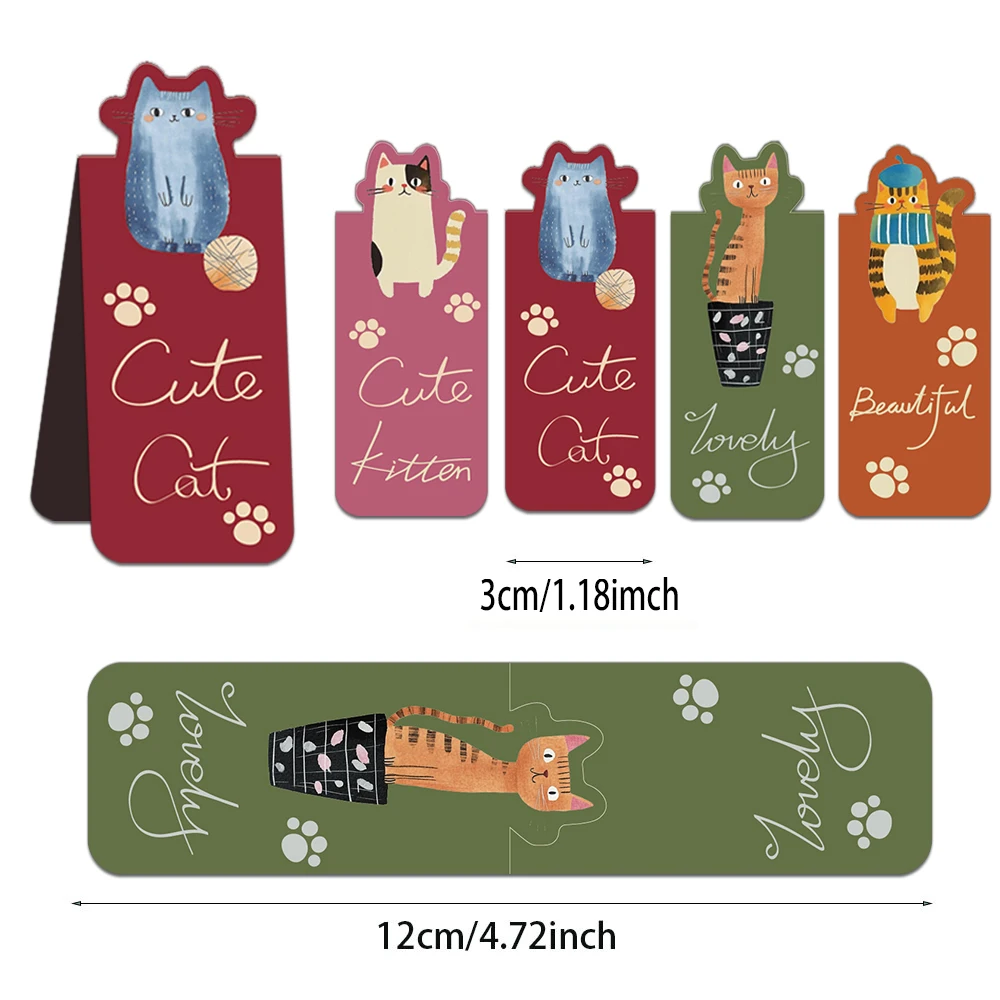 4PCS Creative Cartoon Cute Cat Magnetic Bookmark Student Supplies Books Page Interpage Personalized Decoration Bookmark