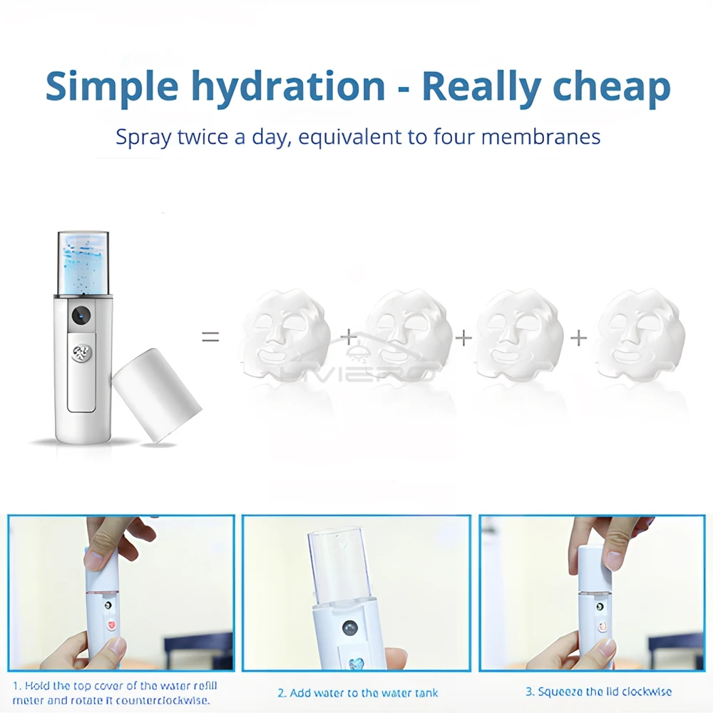 Mini Humidifiers Large Fog 5V Nano Spray Water Replenishing Instrument Hand-held Portable Steamer Moisturizing Beauty Implement
