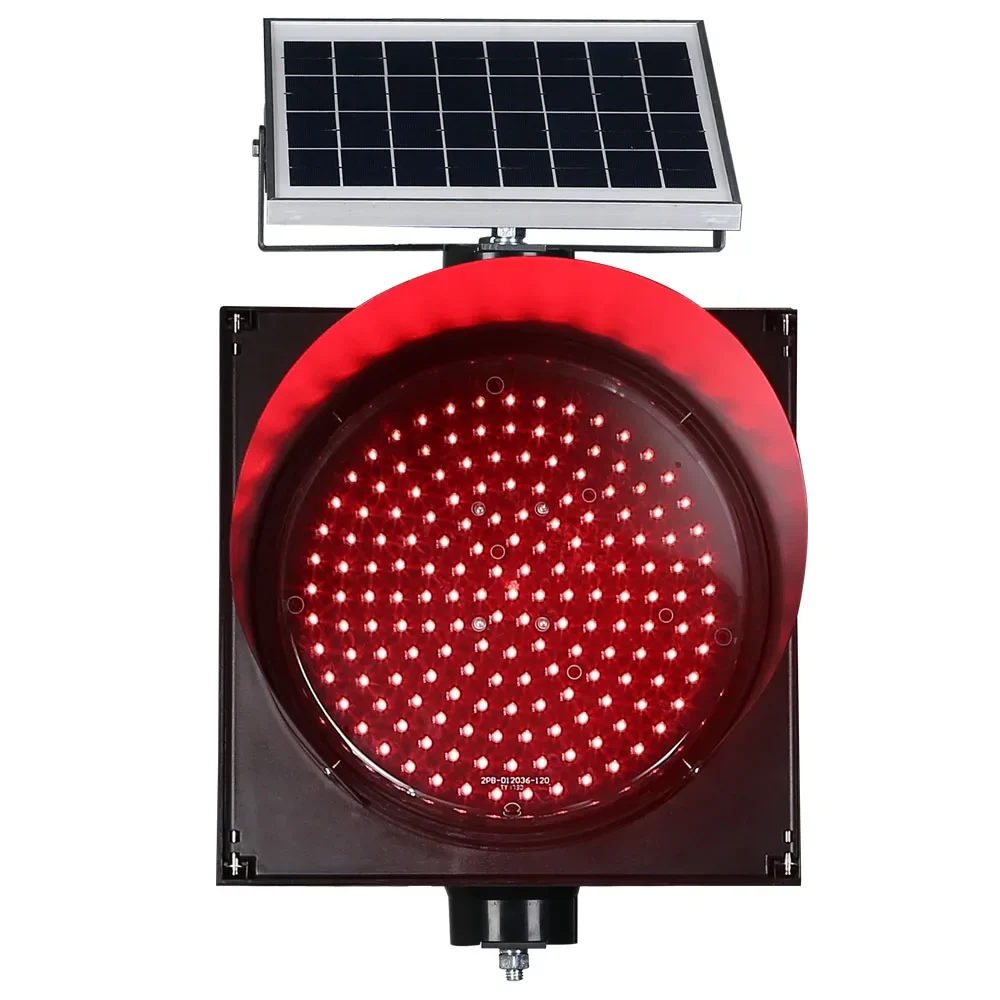 Solar traffic warning light 300mm Solar Red LED Flashing Traffic Light 12V Traffic Signal Beacon Light IP65 Rate