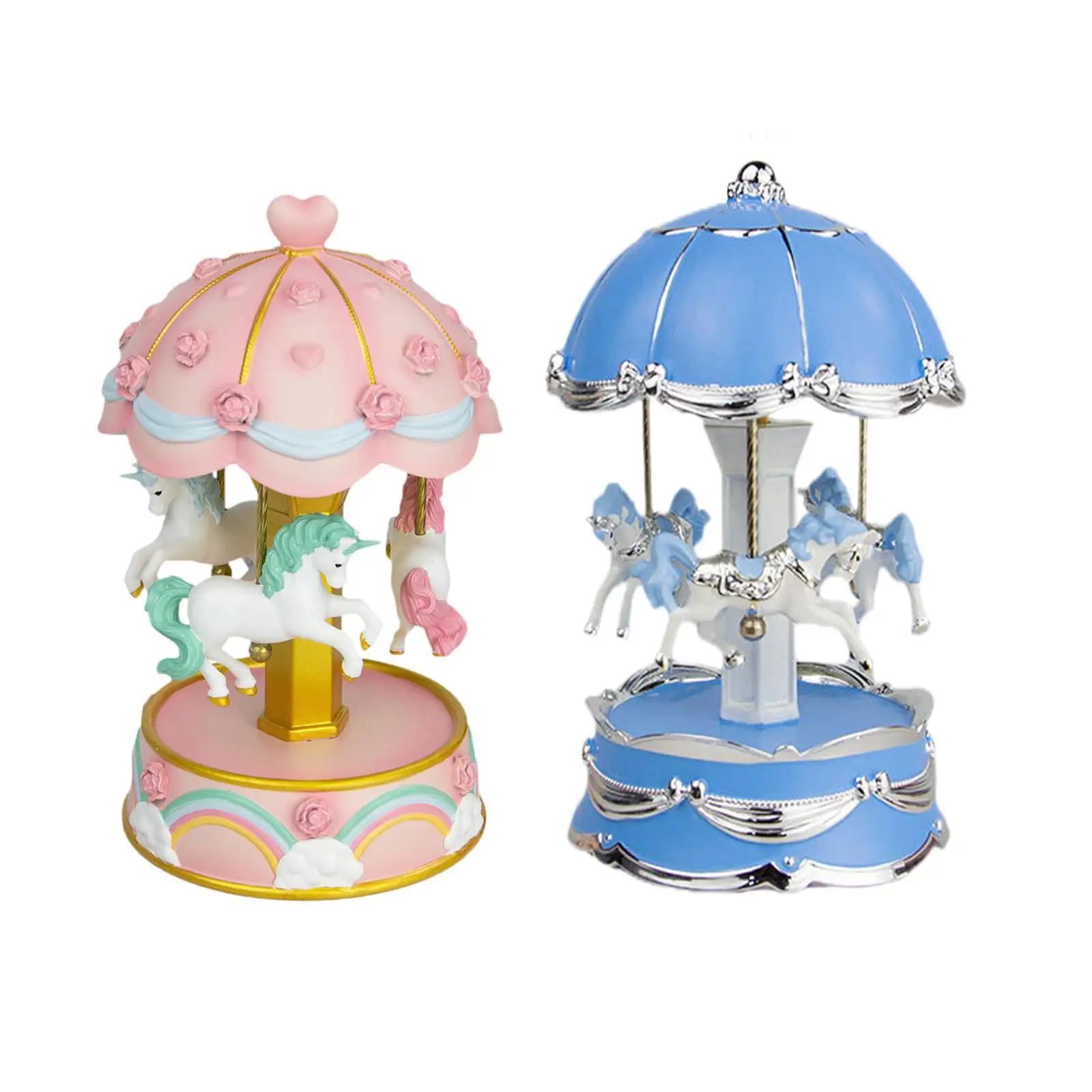 Resin Carousel Music Box Craft with Colored Lights for Anniversary Present