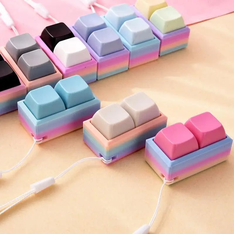 Colorful Mini Keyboard Fidget Toy Satisfying Press Sound With Portable Lanyard For Adults Teens Students Stress Relief