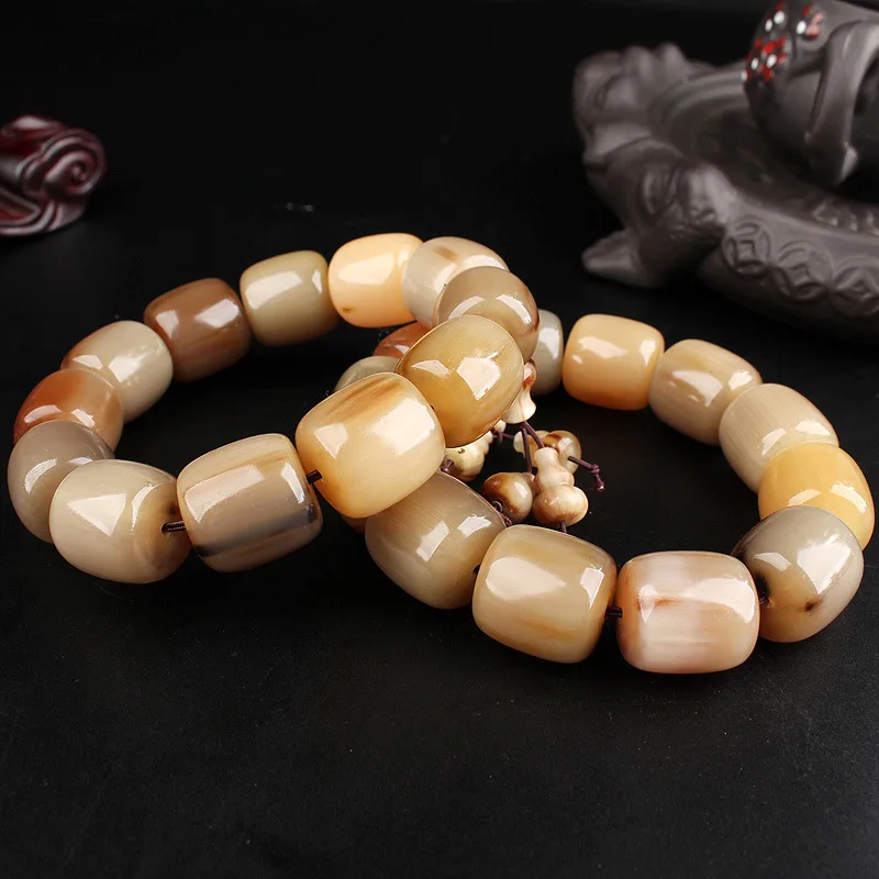- yak horn bracelet, authentic cultural artifact, cow bone hand-held Buddhist beads, white buffalo Tibetan-style bra