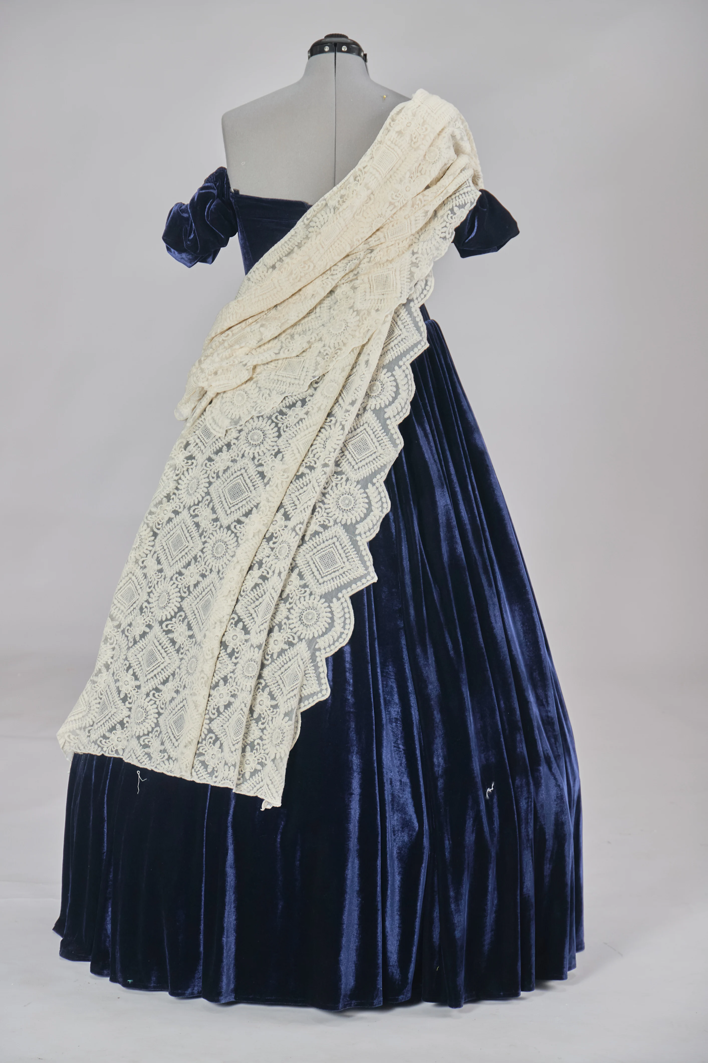 Cosplaydiy Scarlett O Hara Costume Gone With the Wind Blue Velvet Portrait Gown 1860s Civil War Dress Costume da Belle del sud