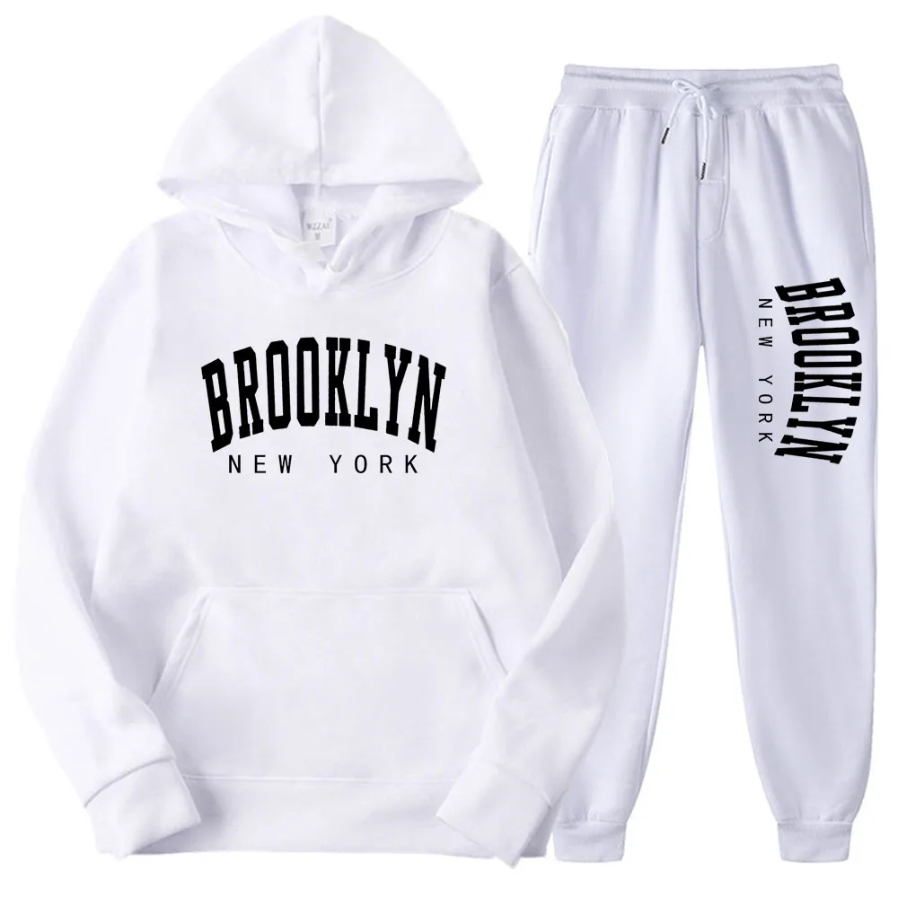 BROOKLYN NEW YORK Otoño Invierno hombres mujeres Sudadera con capucha traje de algodón puro pareja sudaderas para correr ropa de calle de gran tamaño nuevo