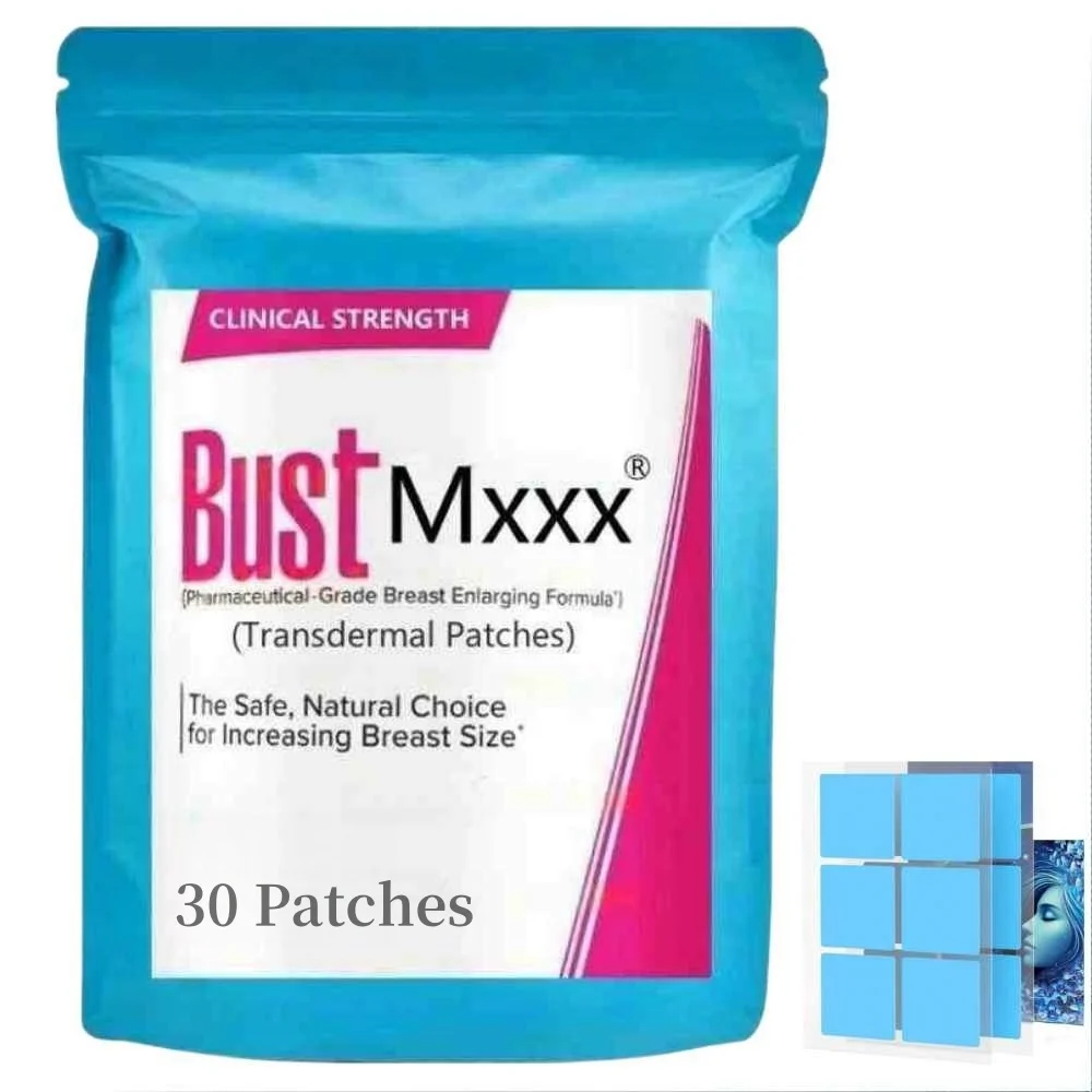 BUSTMAXXK Clinical Strength Breast Augmentation Supplement, Transdermal Patches Produced in the USA, Fenugreek, Saw Palmetto