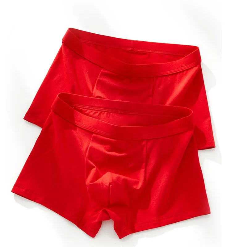 

95 Cotton Wedding Marriage Natal Year Red Boxers, Four-corner Lucky Underwear Men Cw38502