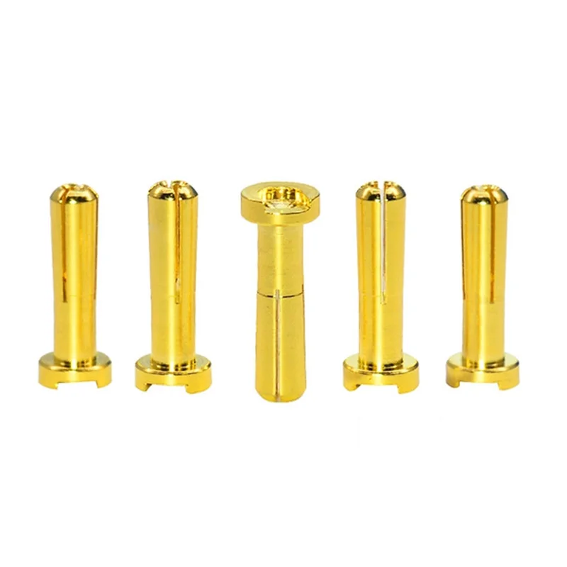 

10PCS 4mm/5mm Gold-plated Banana Plug Male Connector Support 90 Degree Vertical Welding for RC Airplane Model Cars Battery ESC